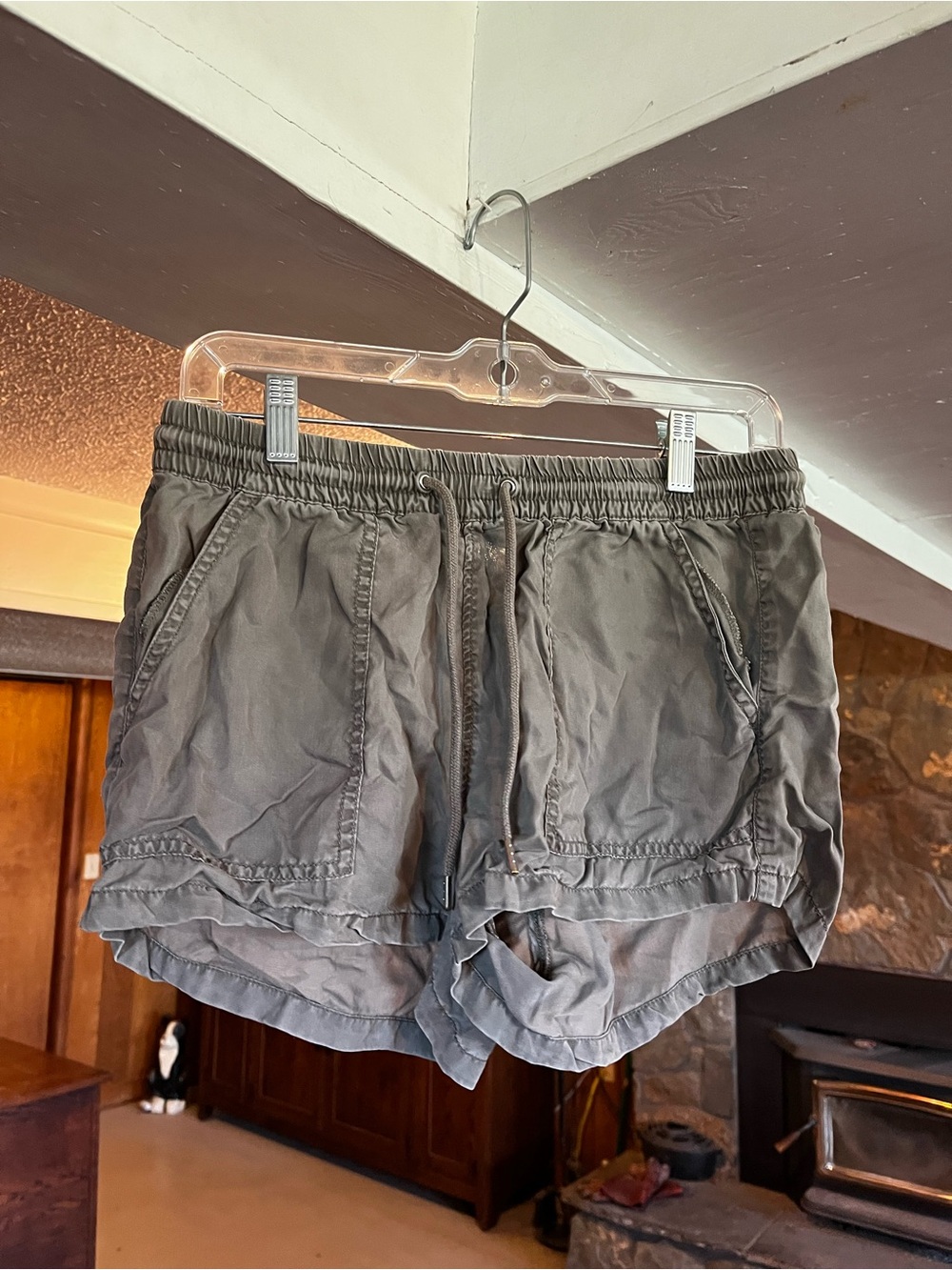 Divided Olive Green Athletic Drawstring Shorts